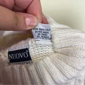 Vintage 90s Womens Large Mock Neck Cable Knit Sweater Ivory Fisherman Classic thumbnail 5