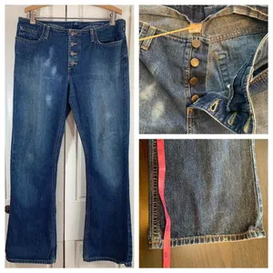 Abercrombie & Fitch Button Fly Jeans Women's 33x31 Blue Denim Wide Leg‎ USA VTG thumbnail 2