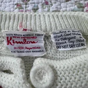 Kimlon Vintage 70s Cream Knit Textured Cardigan‎ Sweater Cottagecore Coquette thumbnail 3