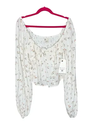 new Billabong ⚘ Love Somebody Cropped Bustier Top ⚘ Crisp White Floral ⚘ Small thumbnail 5