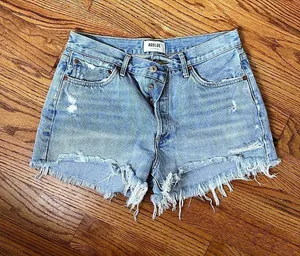 AGOLDE Parker Long Short Distressed Denim Blue Waist 29 thumbnail 1