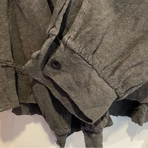 We The Free Free People Size M Gray Rush Hour Peasant Blouse Raw Hem Linen Long Sleeve thumbnail 2
