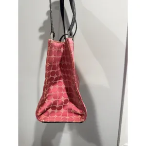Kate Spade‎ Vintage Pink Logo Print Handbag Purse Black Trim 1 thumbnail 3