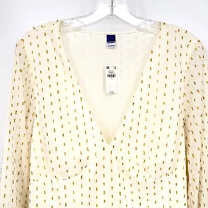 Old Navy Mini Dress Women Large Off-White Gold Metallic Holiday Bridal Boho Chic thumbnail 3