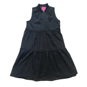 Lilly Pulitzer Novella Eyelet Lace Sleeveless Swing Dress Size XS‎ Onyx Black thumbnail 4