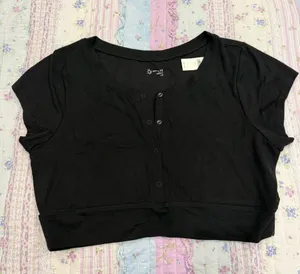 Aerie Cropped Button Workout Top thumbnail 1