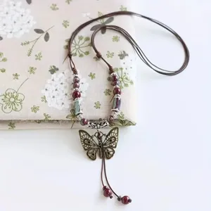 Ethnic Style Butterfly Long Necklace Vintage Sweater Chain Charm Boho Necklace J thumbnail 7