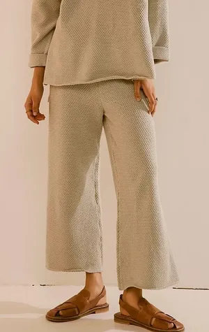 Free People Beach Hailee Wide Leg Lounge Pants Women’s Large Tan thumbnail 1