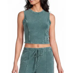 Double Zero Teal Pant Set Drift Away Mineral Wash Wide Leg Medium NWT thumbnail 2