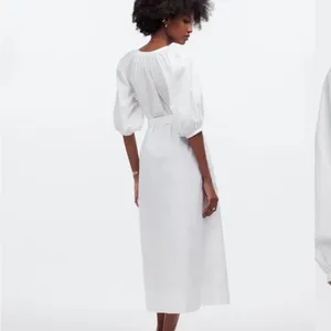 NWT Madewell Tie-Waist Button-Front Midi Dress in Poplin thumbnail 2