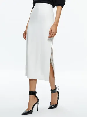Alice + Olivia Maeve vegan leather midi skirt sz 8 G-19 thumbnail 3