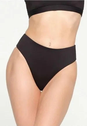 Skims Mid Waist Onyx Black Bikini Swim Bottoms Size L thumbnail 1