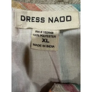 Dress Naoo Women’s Button Front Blue Striped Short Sleeves Maxi Dress Size XL thumbnail 6