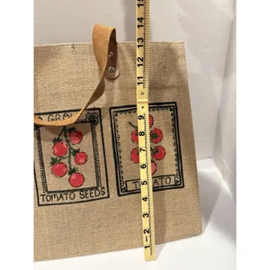 Martha Stewart Canvas Tomato Seeds Tote Bag. Styled like a rustic jute thumbnail 7