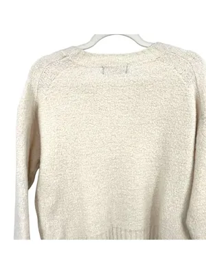 Everlane Cream Wool-Blend Crewneck Sweater Boucle Knit Size Medium Quiet Luxury thumbnail 5