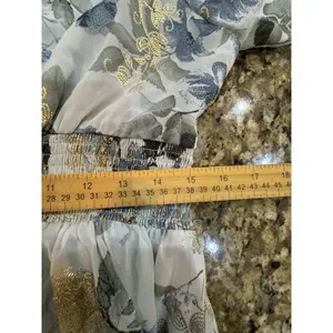Baltic Born Lynlee Metallic Maxi Dress in Dusty blue Size 1XL Floral Gold thumbnail 10