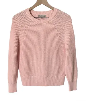 J.Crew Women's Pink Shaker Stitch Cotton Crewneck Raglan Sweater BN190 Size XS thumbnail 1
