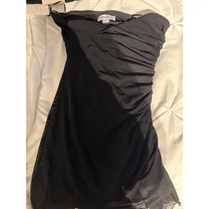 Thats So Fetch Black Mesh Ruched Strapless Bodycon Mini Dress Women's Size‎ 4 thumbnail 2