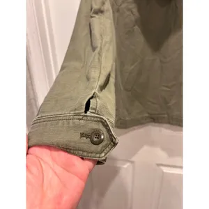 American Eagle Womens Large Olive Green Utility‎ Field Jacket Grey Jersey Hood L thumbnail 6