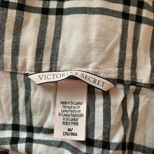 VS Victoria's Secret Plaid Flannel Sleep Dress Button Front Long‎ Sleeve Pink M thumbnail 5