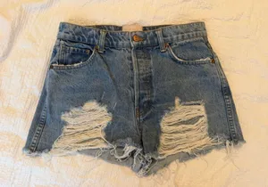 Revice Denim Ripped High-Rise Light Blue Denim Shorts thumbnail 1