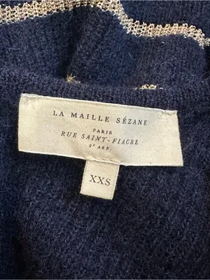 Sezane Women's Barry Cardigan Striped Navy Size XXS thumbnail 8