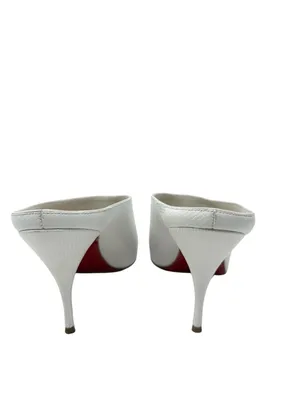 Christian Louboutin Zarli Quart White Leather Pointed Toe Mules Size 39.5 thumbnail 9