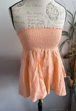 J.Crew Womens Linen Smocked Tube Top Mini Skirt Peach BG546‎ XS New thumbnail 1