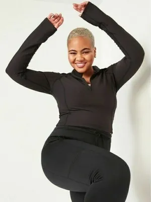 Old Navy Active Powersoft Black Quarter Zip Workout Top M Athleisure thumbnail 1