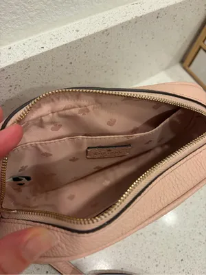 Kate Spade Purse Glitter Pink Leather Camera Bag Crossbody Pebbled Leather EUC thumbnail 8