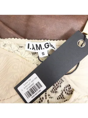 NWT I.AM.GIA Elena Top S Tan Ivory Lace Corset Sheer Crop Burnout Cut Out Velvet thumbnail 6