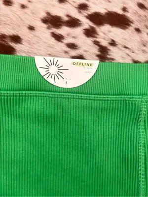 Aerie offline Green Ribbed Women's Shorts with White Trim NWT‎ thumbnail 3