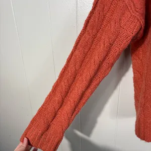 American Eagle Burnt Orange Cable Knit Shawl Collar Lightweight Sweater Top XS thumbnail 2