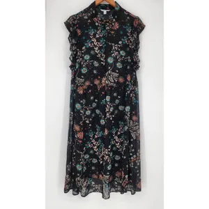 Boutique+ Floral High-Low Duster Kimono Black Women’s Size 1X thumbnail 2