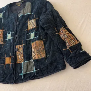 Alex Kin Vintage Patchwork‎ Animal Print Jacket Black Missy Large Art to Wear thumbnail 9