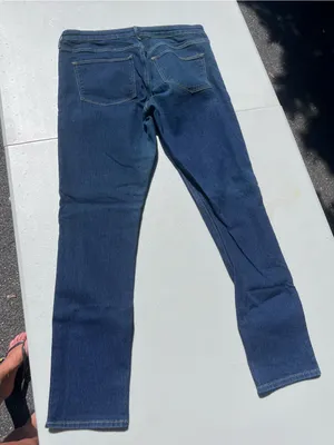 H&M Two-Tone Dark Blue Straight Leg Jeans thumbnail 4