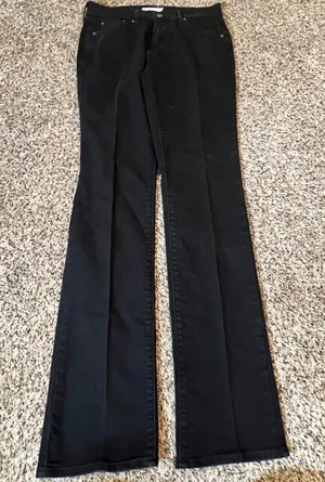 Levis 505 Straight‎ Leg Jeans Womens 28 Black Stretch Mid Rise Denim Pants thumbnail 1