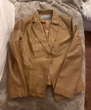 Tan faux leather blazer jacket Size M thumbnail 1