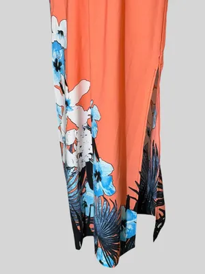 Tyche Coral Strapless Floral Maxi Dress with Blue Accents thumbnail 4