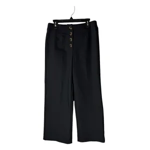 LOFT Pants Women 0 Petite Black NWT High Waist Wide Leg Button Fly Crop Trousers thumbnail 2