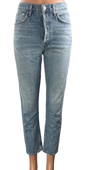 AGOLDE Womens Blue Light Wash High Waisted Cropped Straight Denim Jeans Pants 23 thumbnail 1
