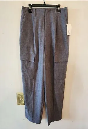 A new day grey cargo wide leg dress pants size 4 thumbnail 1