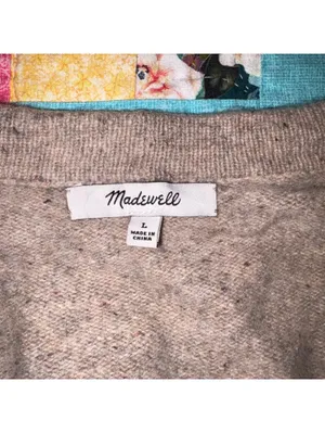 Madewell Women's L 100% Merino Wool Beige Button-Up “Cozy” Sweater Ultra Soft thumbnail 4