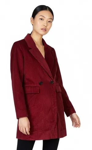 Altar'd State Corduroy Double Breasted Blazer Womens XS Red 100% Cotton Holiday thumbnail 1