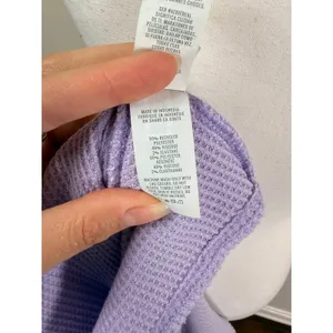 Aerie Lavender Purple Waffle Knit Faux Wrap Long Sleeve Top V-Neck Medium thumbnail 6