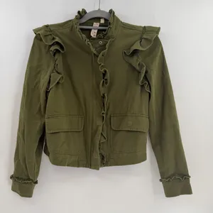 Anthropologie DOLAN Ruffle Utility Jacket XS Olive Green Military Boho thumbnail 1