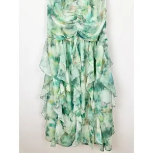 Lulus Febe Teal Green Multi Abstract Halter Ruffled Midi Dress Party XL NWT thumbnail 12