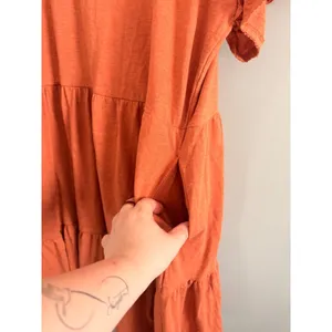 Matilda Jane Dress Womens XL Orange Tiered Babydoll Embroidered Ruffle Pocket thumbnail 2