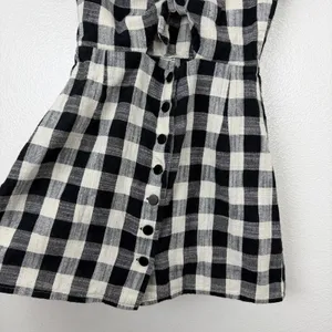 Bec + Bridge Dress Womens 2 Black White Gingham Tie Front Button Down Mini thumbnail 5