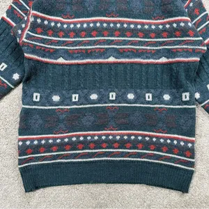 C&A Women’s Wool Blend Crewneck Sweater Grandpacore Cabin Multicolor Green L thumbnail 4
